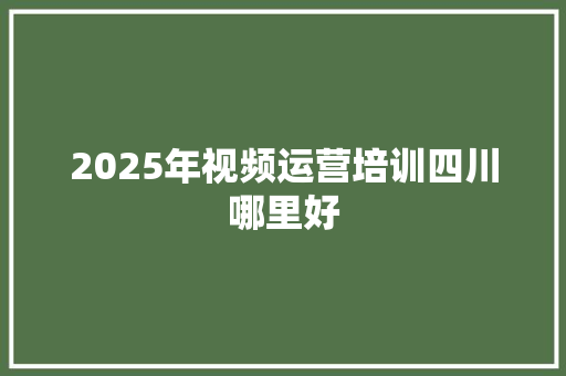 2025年视频运营培训四川哪里好