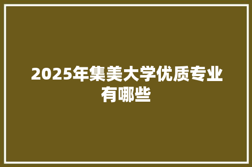 2025年集美大学优质专业有哪些