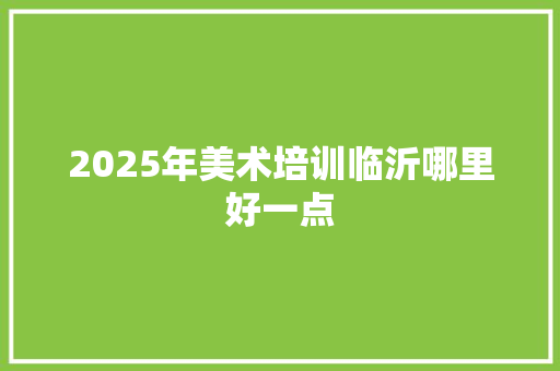 2025年美术培训临沂哪里好一点