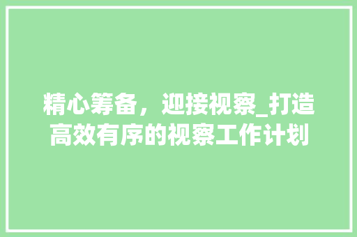 精心筹备，迎接视察_打造高效有序的视察工作计划