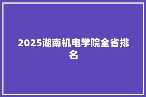 2025湖南机电学院全省排名