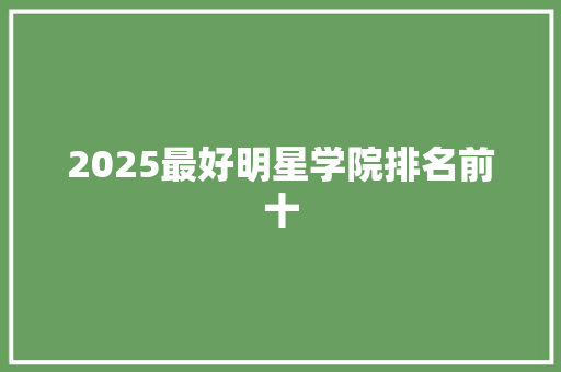 2025最好明星学院排名前十