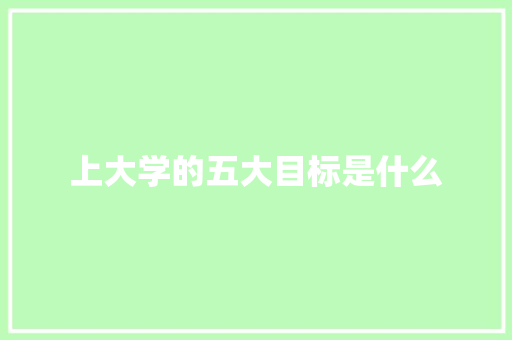 上大学的五大目标是什么