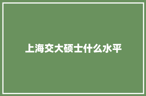 上海交大硕士什么水平