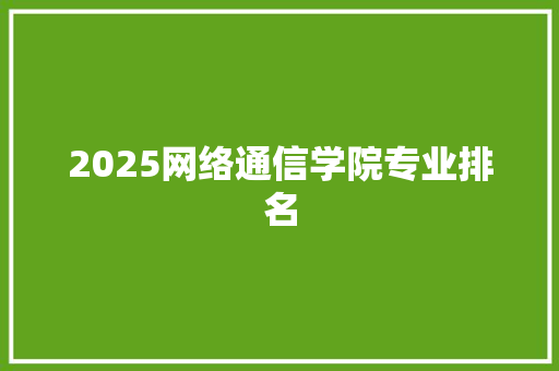 2025网络通信学院专业排名