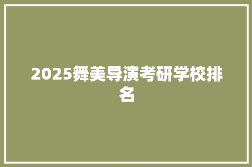 2025舞美导演考研学校排名